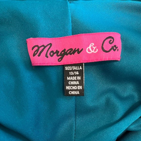 🔥FINAL SALE🔥 Morgan & Co. Turquoise Formal/Evening/Wedding/Prom Dress Size 13/14 - Picture 10 of 13